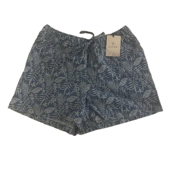 Aspen Floral Blue Cotton Ripstop Shorts Hiking Athletic Shorts Size Small New - Picture 1 of 5